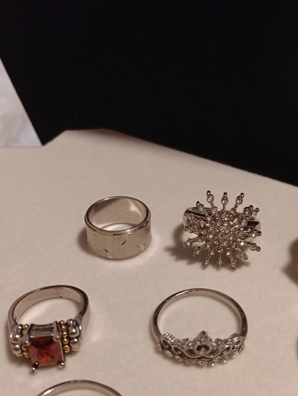 10 Silver Tone Rings - Picture 6 of 9